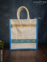 Juco Bag With Zari Lace And Front Zipper - Wbg1003 Jute Bags