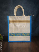 Juco Bag With Zari Lace And Front Zipper - Wbg1003 Jute Bags