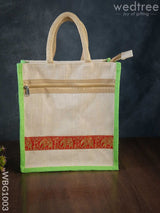 Juco Bag With Zari Lace And Front Zipper - Wbg1003 Jute Bags