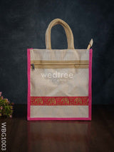 Juco Bag With Zari Lace And Front Zipper - Wbg1003 Jute Bags