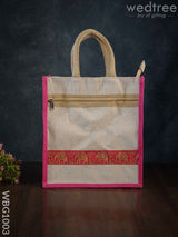 Juco Bag With Zari Lace And Front Zipper - Wbg1003 Jute Bags