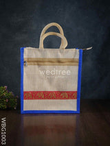 Juco Bag With Zari Lace And Front Zipper - Wbg1003 Jute Bags