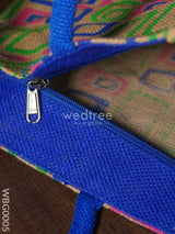 Jute Bag - 3 Colour Box (Small) With Coloured Handle And Zipper Wbg0005 Bags