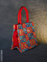 Jute Bag - 3 Colour Box (Small) With Coloured Handle And Zipper Wbg0005 Bags