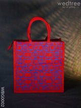 Jute Bag - Box Print With Zipper Wbg0002 Bags