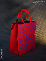 Jute Bag - Box Print With Zipper Wbg0002 Bags