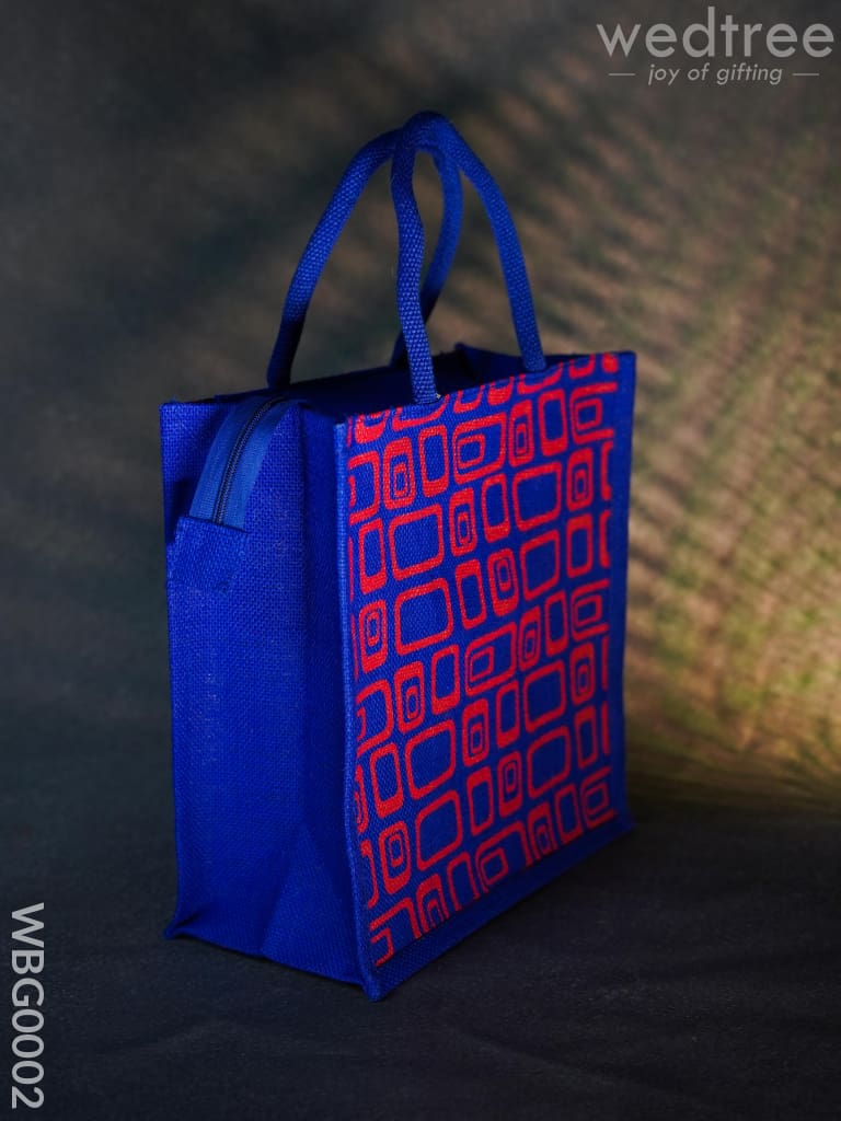 Jute Bag - Box Print With Zipper Wbg0002 Bags