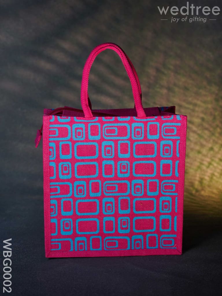 Jute Bag - Box Print With Zipper Wbg0002 Bags