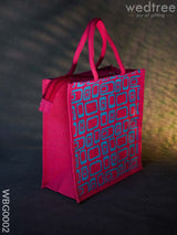 Jute Bag - Box Print With Zipper Wbg0002 Bags