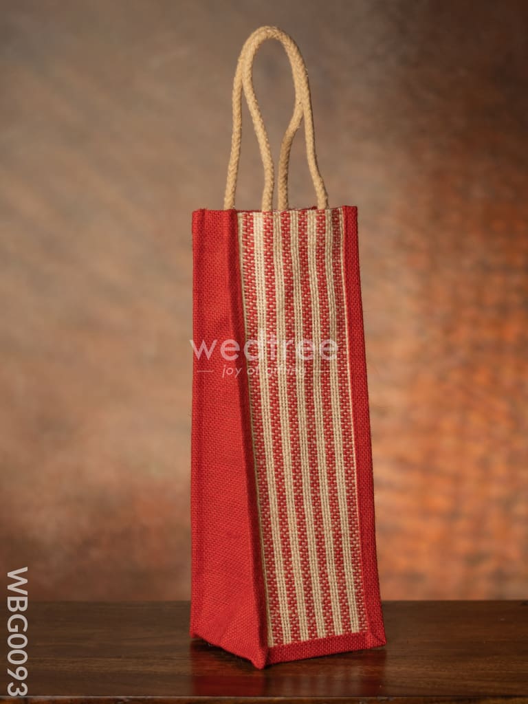 Jute Bag For Water Bottle With Vertical Stripes - Wbg0093 Bags