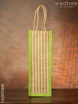 Jute Bag For Water Bottle With Vertical Stripes - Wbg0093 Bags