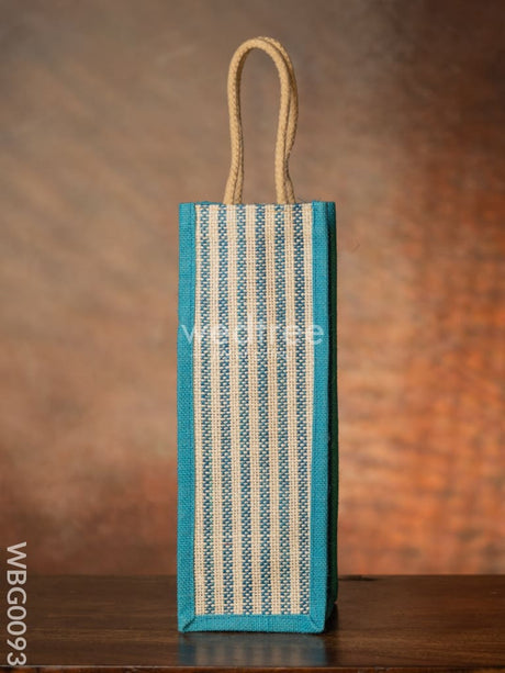 Jute Bag For Water Bottle With Vertical Stripes - Wbg0093 Bags