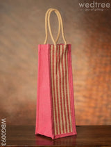 Jute Bag For Water Bottle With Vertical Stripes - Wbg0093 Bags