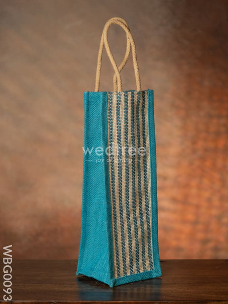 Jute Bag For Water Bottle With Vertical Stripes - Wbg0093 Bags