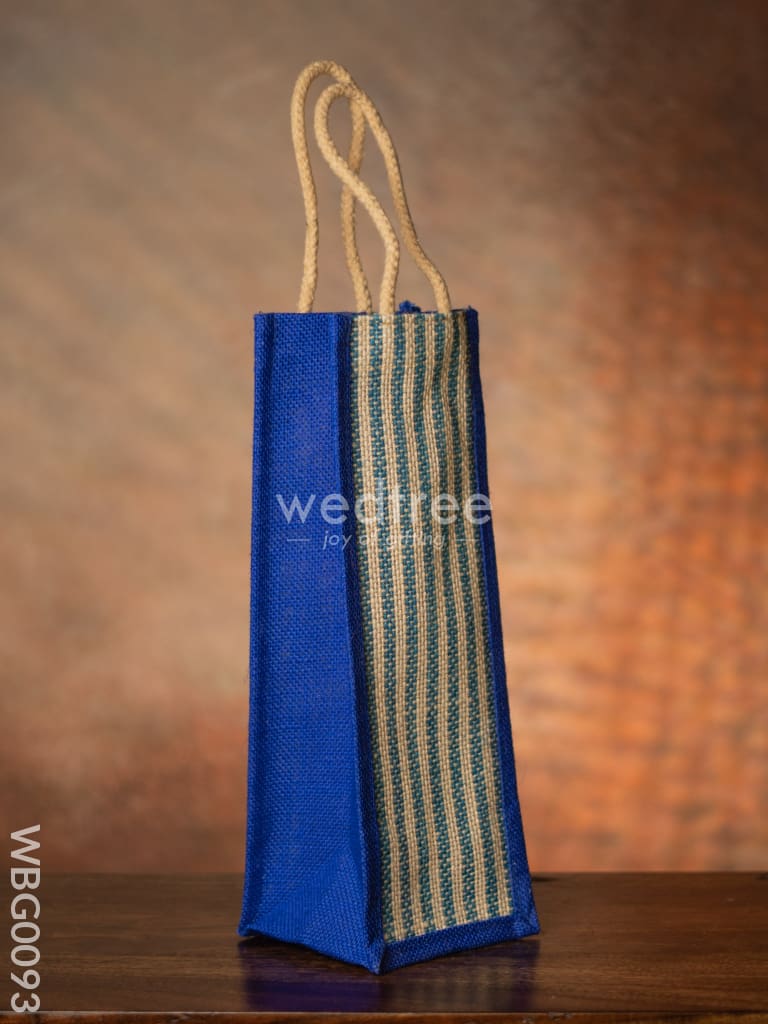 Jute Bag For Water Bottle With Vertical Stripes - Wbg0093 Bags