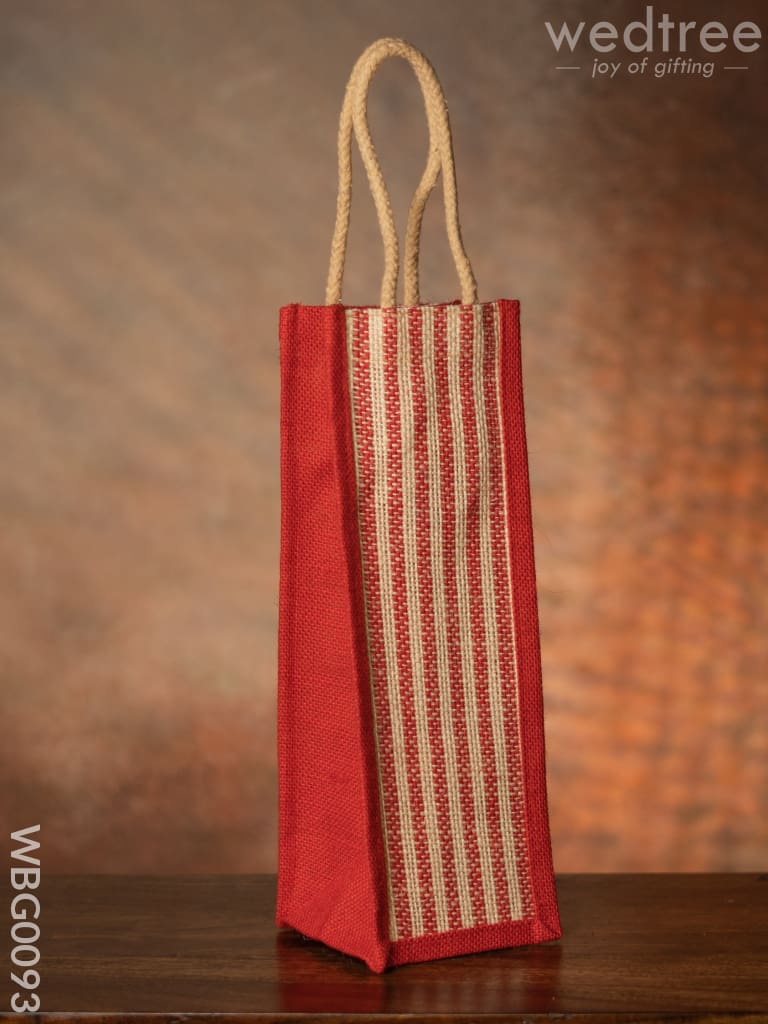 Jute Bag For Water Bottle With Vertical Stripes - Wbg0093 Bags