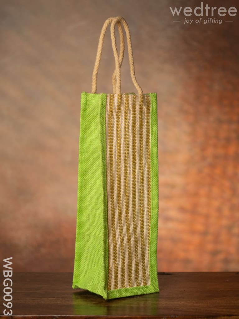 Jute Bag For Water Bottle With Vertical Stripes - Wbg0093 Bags