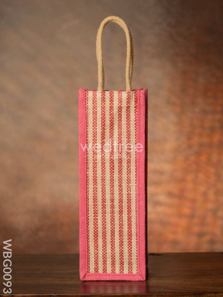 Jute Bag For Water Bottle With Vertical Stripes - Wbg0093 Bags