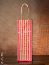 Jute Bag For Water Bottle With Vertical Stripes - Wbg0093 Bags