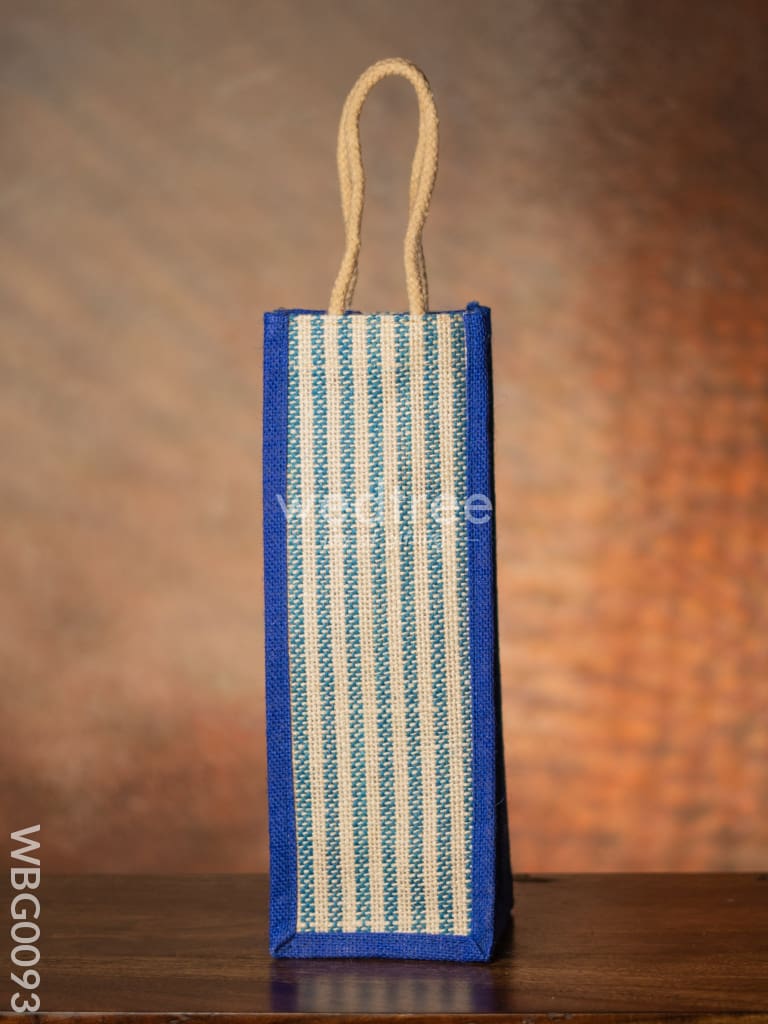 Jute Bag For Water Bottle With Vertical Stripes - Wbg0093 Bags