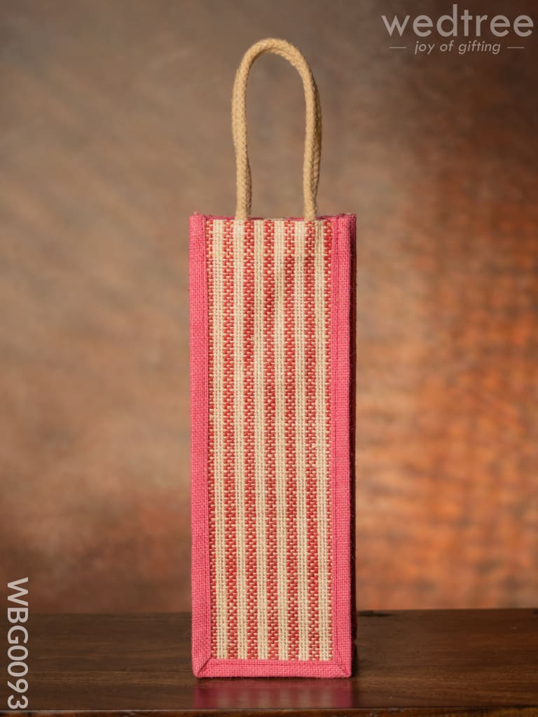 Jute Bag For Water Bottle With Vertical Stripes - Wbg0093 Bags