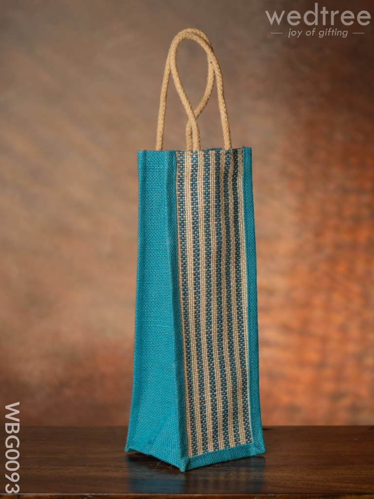 Jute Bag For Water Bottle With Vertical Stripes - Wbg0093 Bags