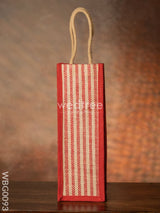 Jute Bag For Water Bottle With Vertical Stripes - Wbg0093 Bags