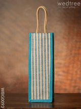 Jute Bag For Water Bottle With Vertical Stripes - Wbg0093 Bags