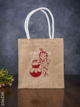 Jute Bag With Baby Krishna Print - W2905 Bags