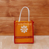 Jute Bag With Floral Print & Zari - W4125 Bags