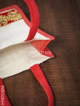 Jute Bag With Golden Embroidery - 9 Inch Wbg0864 Bags