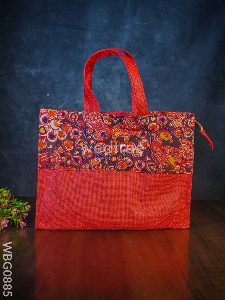 Jute Bag With Kalamkari Design - Wbg0885 Bags