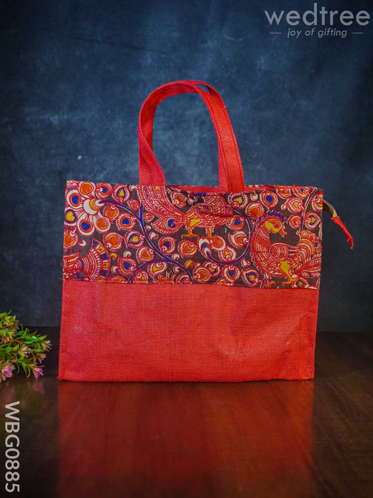 Jute Bag With Kalamkari Design - Wbg0885 Bags