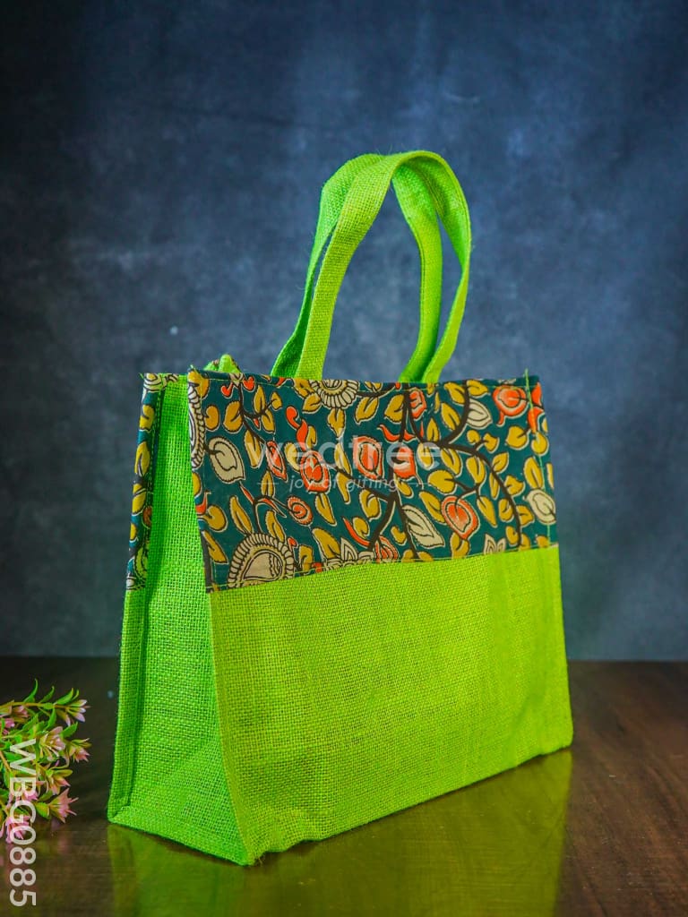 Jute Bag With Kalamkari Design - Wbg0885 Bags