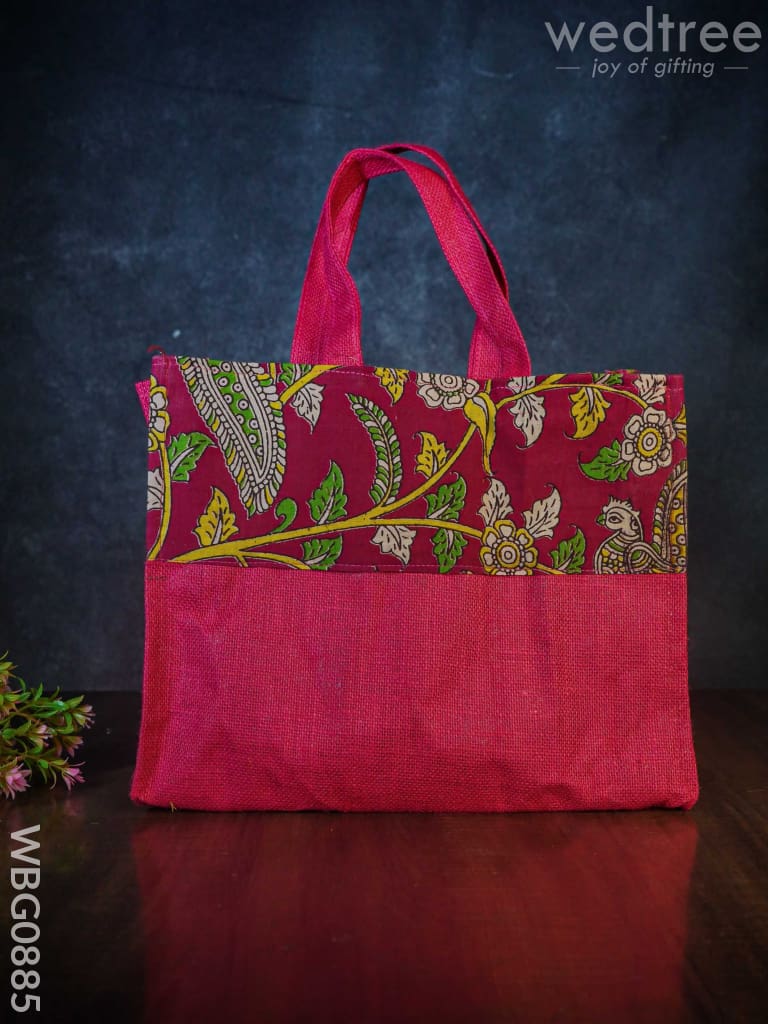 Jute Bag With Kalamkari Design - Wbg0885 Bags