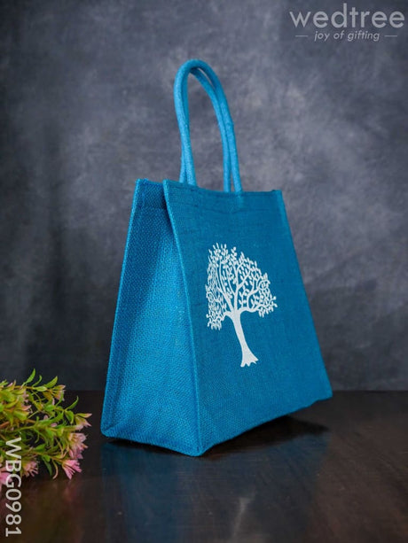 Jute Bag With Kalpavriksha Tree Print - Wbg0981 Bags