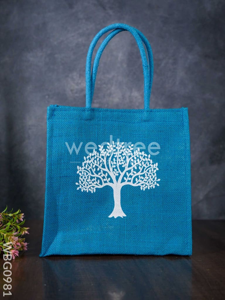 Jute Bag With Kalpavriksha Tree Print - Wbg0981 Bags