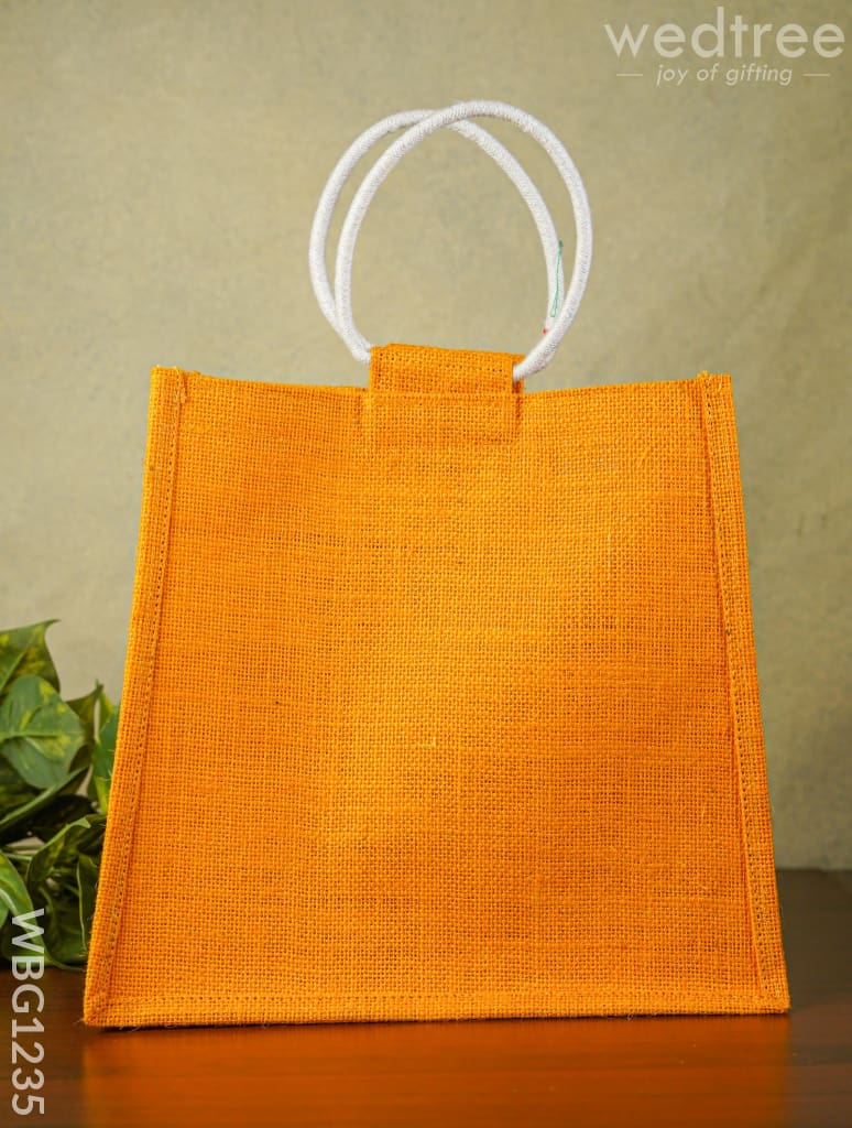 Jute Bag With Lotus Design - Wbg1235 Bags