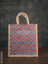 Jute Bag With Multicolored Diamond Design - Wbg0143 Bags