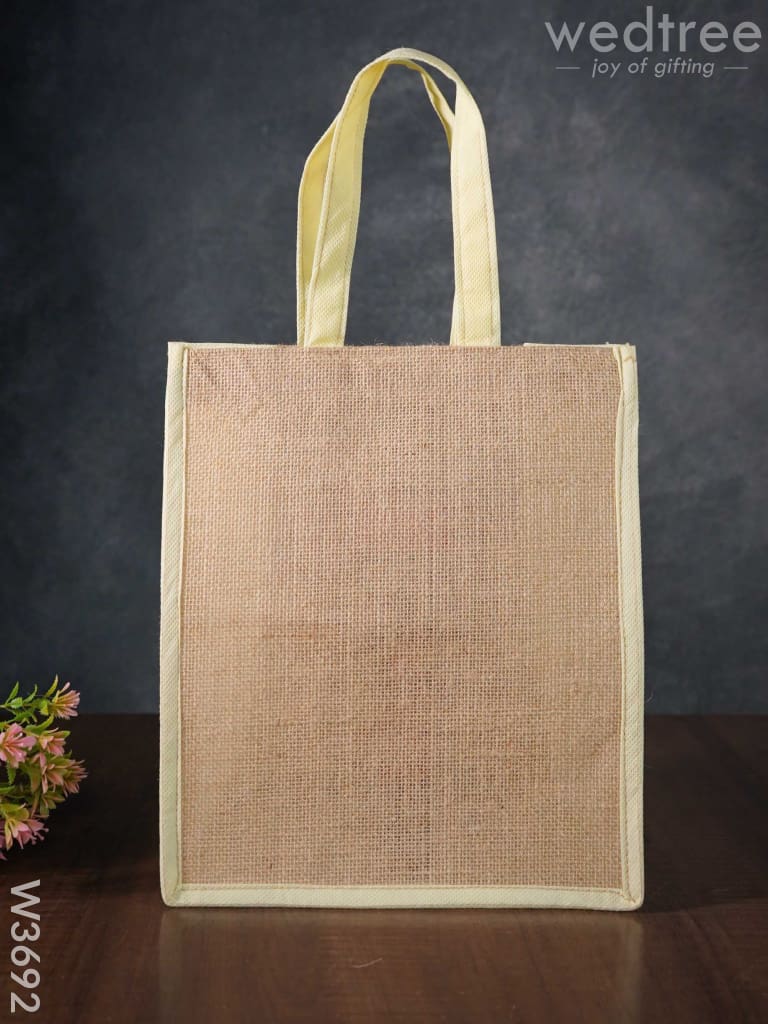 Jute Bag With Non-Woven Gusset & Handle - W3692 Bags