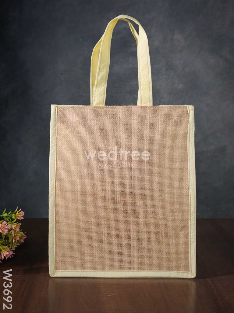 Jute Bag With Non-Woven Gusset & Handle - W3692 Bags