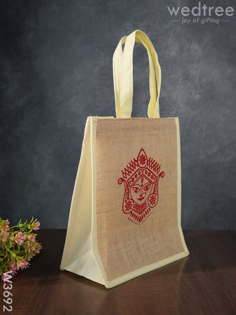 Jute Bag With Non-Woven Gusset & Handle - W3692 Bags