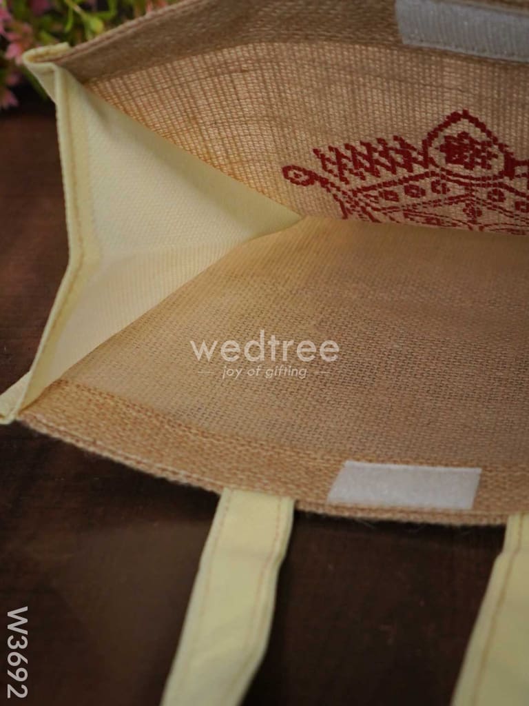 Jute Bag With Non-Woven Gusset & Handle - W3692 Bags