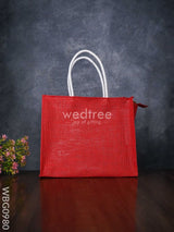 Jute Bag With Rangoli Print - Wbg0980 Bags