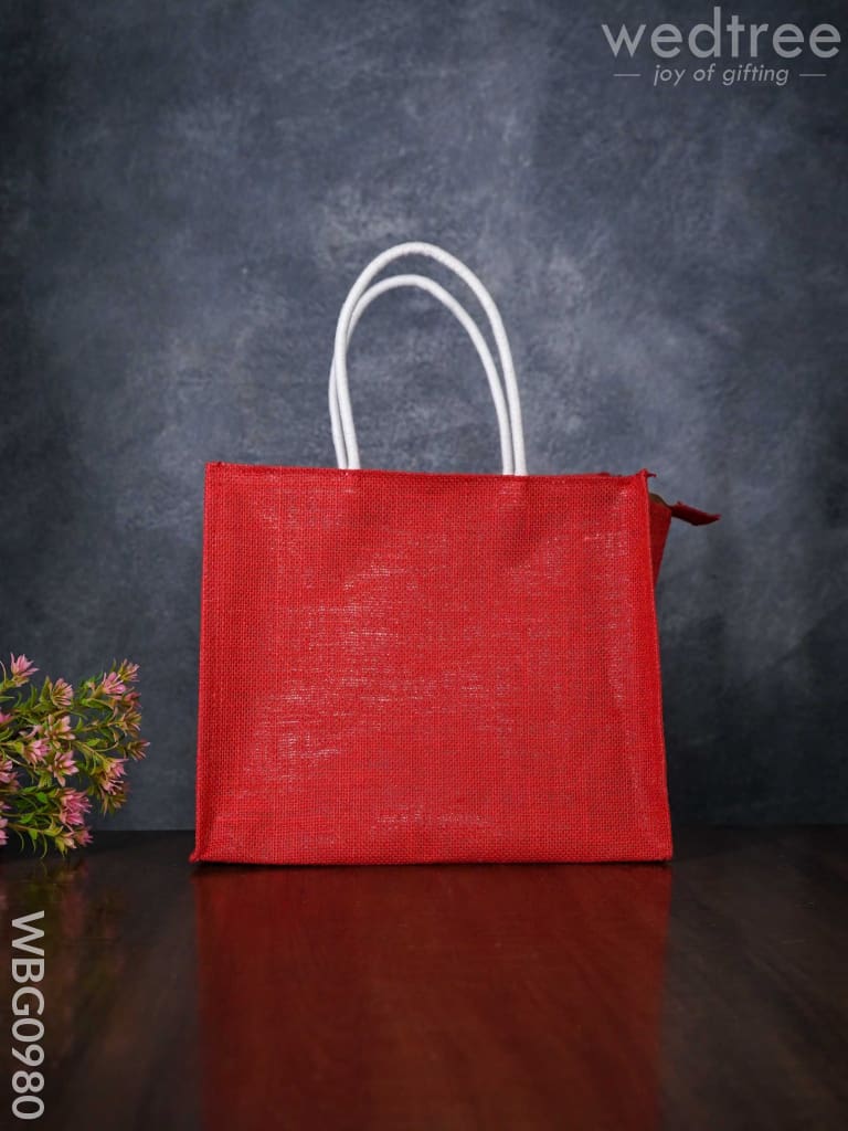 Jute Bag With Rangoli Print - Wbg0980 Bags