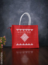 Jute Bag With Rangoli Print - Wbg0980 Bags