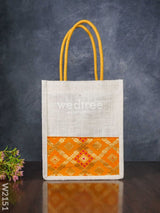 Jute Bag With Raw Silk Fabric & Velcro - W2151 Bags