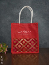 Jute Bag With Raw Silk Fabric & Velcro - W2151 Bags