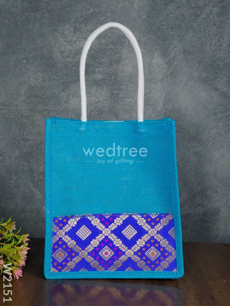 Jute Bag With Raw Silk Fabric & Velcro - W2151 Bags