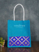 Jute Bag With Raw Silk Fabric & Velcro - W2151 Bags